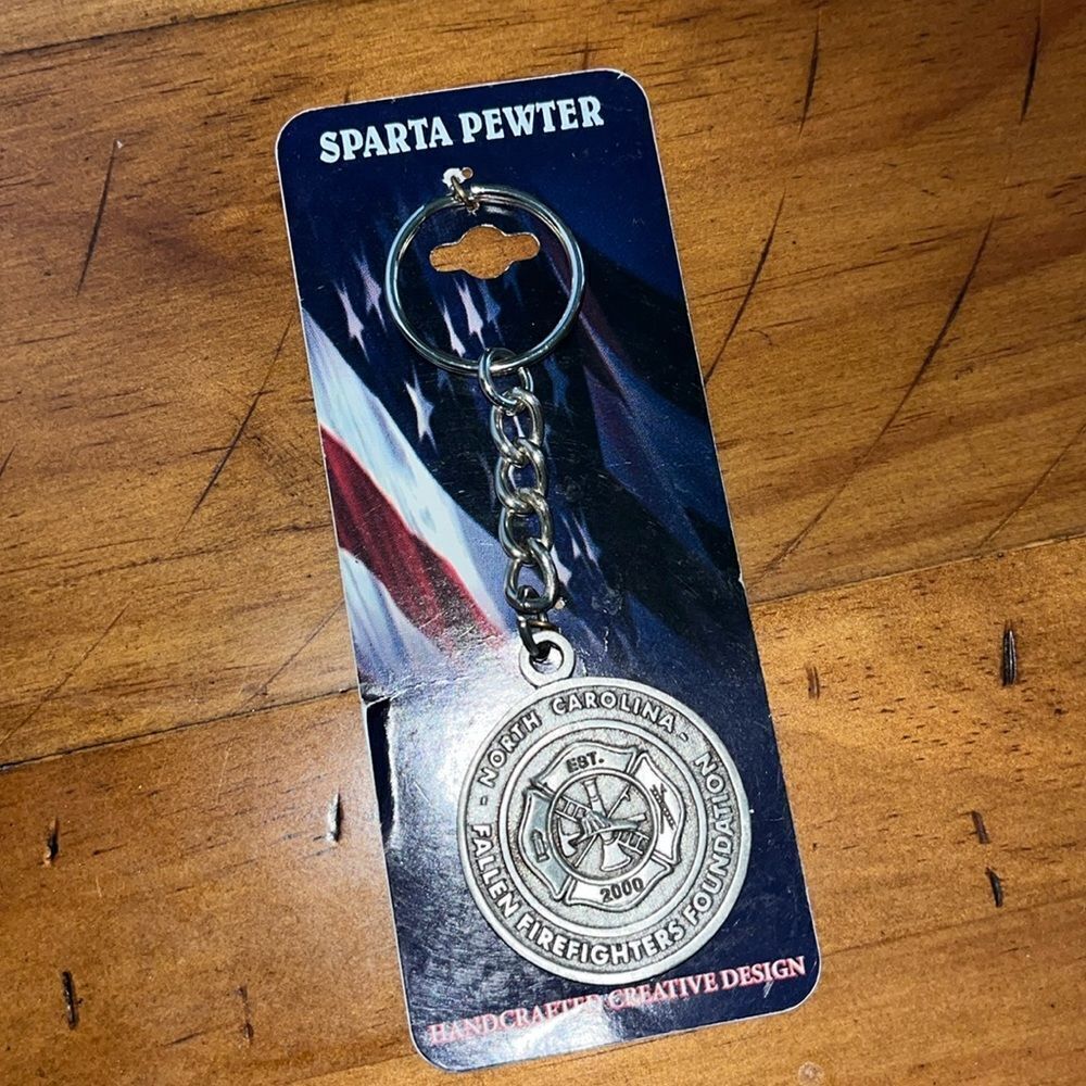 North Carolina Firefighter Firefighters Foundation Pewter Keychain Fireman Gift
